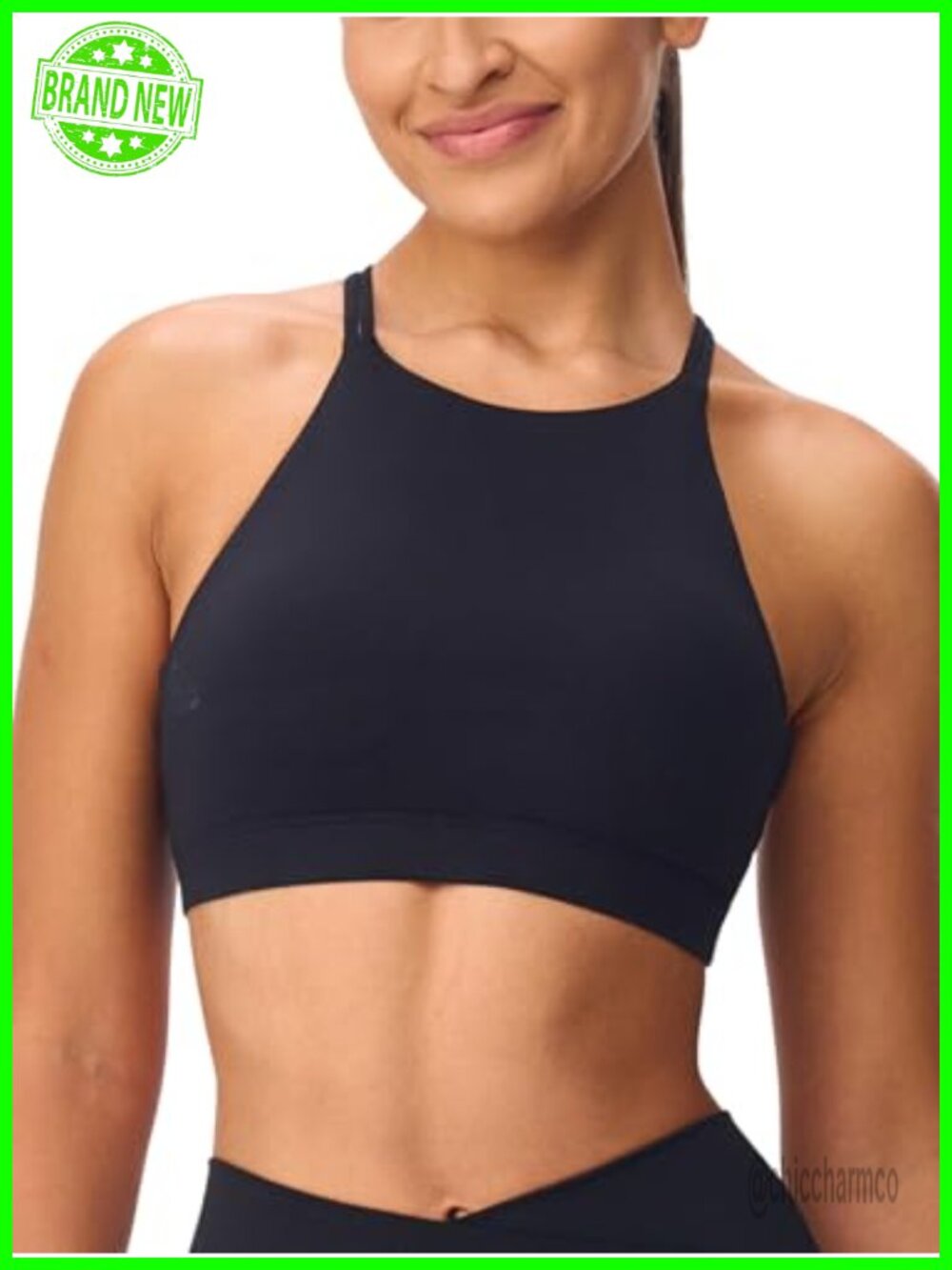 High Neck Sports Bra Light Support Yoga Cross-Back Removable Pads Wirefree